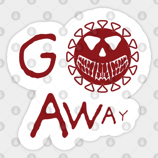 Go Away Microorganism Smiling Coronavirus Skull Sticker by PelagiosCorner